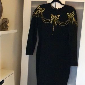 Black Wool Vintage Dress sz L